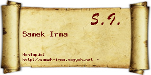 Samek Irma névjegykártya